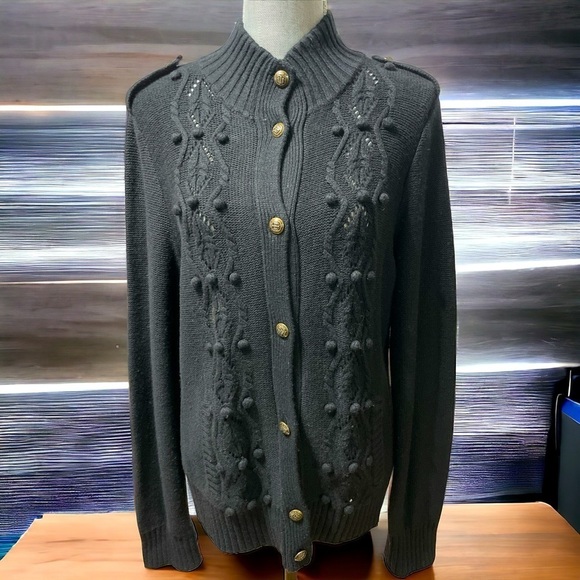TALBOTS Cotton/ Cashmere Blend Button Front CARDIGAN SWEATER SZ Large - Picture 2 of 14